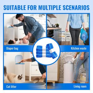 Sacs poubelles parfumés anti-odeurs jetables avec cartouches de recharge pour bacs à couches, sacs de recharge pour poubelles à couches - Product Image 4