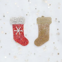 Offre Spéciale à la mode perlé cristal strass patchs bricolage bâton sur adhésif clair strass noël Patch père noël et chaussettes patchs