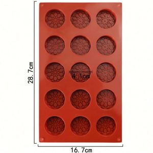 Eco-Friendly Custom Logo <b>Cookie</b> 15 Hole Round Waffle Shape Silicone <b>Mold</b> Cake Tradition Lace Flower OEM\ODM - Product Image 2