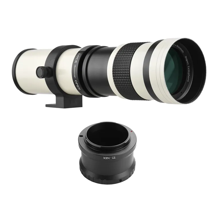 MF Super Telephoto Zoom Camera Lens F/8.3-16 420-800mm T Mount with NEX-mount Adapter Ring Universal for Sony Camera