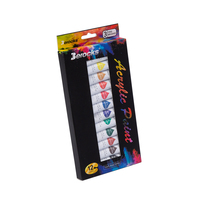 Ensemble de peinture acrylique 12 couleurs 12 ml, peinture d'artiste, nouveau style, bons pots de peinture en plastique avec pinceau, toile et papier