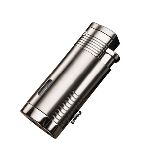 JOFI Metal Classic Gas-Filled Three-Flush Cigar <b>Lighter</b> <b>Windproof</b> Multifunctional with Visible Gas Window Personal Gift - Product Image 1