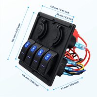 Panel de Interruptores Basculantes LED Marinos de 4 Canales, 12V, Impermeable, con Puerto USB QC3.0 para Coche, Luz de Navegación para Barco, Panel de Control de Instrumentos