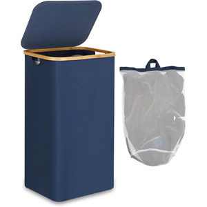 100L Tall Laundry <b>Basket</b> With Bamboo Handles <b>for</b> Clothes and Toys Storage, Freestanding Collapsible Laundry <b>Hamper</b> - Product Image 1