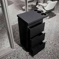 Meuble de rangement professionnel en acier inoxydable pour salon de coiffure avec tiroir et support pour sèche-cheveux