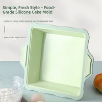 Moule à gâteau en silicone avec cadre en fer, plaque de cuisson carrée antiadhésive pour four, micro-ondes, congélateur, style nordique avec poignées anti-brûlure