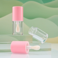 Tube de brillant à lèvres en plastique blanc personnalisable de 4ml grand pinceau applicateur emballage cosmétique vide bonnet mignon brillant à lèvres en plastique personnalisé
