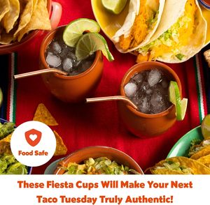 Juego de 2 Copas de cóctel Cantaritos de <span class=keywords><strong>Barro</strong></span> de 12oz para Tequila, Margaritas, Mojitos y más Fiesta Mexicana - Product Image 6