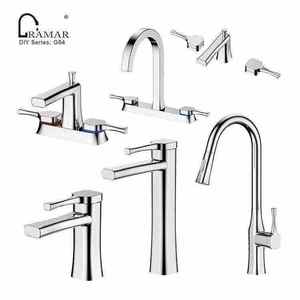 GRAMAR G54B6 Zeitgenössischer Doppelgriff-Messing-Chrom-Badewannenhahn zur Seitenmontage mit Keramikventilkern - Product Image 6
