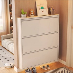 Meuble à chaussures moderne en métal multicouche ultra-mince, petit placard à chaussures en acier avec rangement pour la maison - Product Image 3