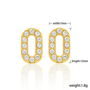 Pendientes de Aro de Acero Inoxidable con Número 0, Forma Ovalada, Diseño de Dos Colores, Modernos, Elegantes, Versátiles, Casuales, para Reuniones - Product Image 5