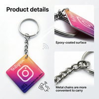 Gantungan Kunci Media Sosial NFC Satu Sentuhan untuk Berbagi Profil TikTok/Instagram/WhatsApp, Epoxy Tahan Air, Berfungsi dengan IOS & Android