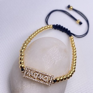 Vòng tay hạt cườm mạ vàng 18K cao cấp kèm charm bé trai bé gái, trang sức gia đình đính đá CZ sang trọng, quà tặng Ngày của Mẹ, bán sỉ - Product Image 4