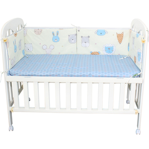 Prix bas dessin animé motif animal imprimé réglable <span class=keywords><strong>bio</strong></span> 100% coton lit bébé berceau ensemble de literie avec pare-chocs - Product Image 1