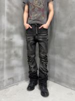 Fabricant en gros de jeans en denim pour hommes, OEM ODM, pantalons baggy à plusieurs boutons, fournisseur d'usine, pantalons amples en gros, LOGO personnalisable