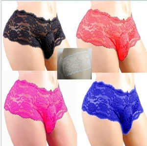 Calzoncillos Boxer Transparentes y Transpirables con Encaje Bordado, Cintura Media, para Hombres, con Bolsa, Tallas Grandes, Estilo Sissy - Product Image 2