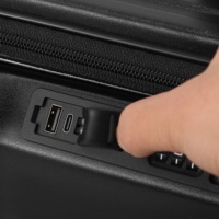 Valise à roulettes Bunnyfly à ouverture frontale en PC avec porte-gobelet et support téléphone, 20 pouces, serrure TSA, sacoche détachable