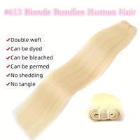 Extensions de cheveux humains vierges non traités blonds 613 lisses, en gros, tissage de cheveux à double trame, qualité usine