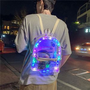 Mochila Transparente de PVC con Forro Colorido, Versátil, con Luces LED, para Mujer, Estilo Urbano, para Hombre, Bolso para Mujer - Product Image 2