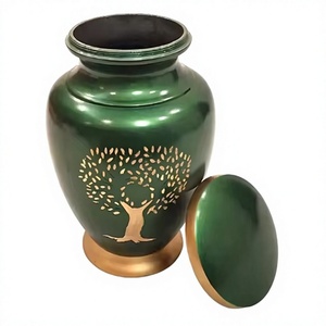 Urne funéraire en métal Arbre de Vie vert pour cendres humaines, taille standard, urne commémorative pleine grandeur pour cendres de homme et de femme, urne décorative - Product Image 1