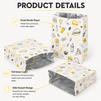 Sacs d'emballage en papier pour hamburgers et sandwichs, isolés en aluminium, résistants à la graisse, avec logo imprimé personnalisé, pour l'emballage de poulet rôti