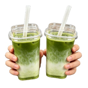 93mm 12/14/16/20/24oz Clear Square Boba <b>Cup</b> Disposable Rpet <b>Plastic</b> Injection Boba Bubble Tea <b>Cup</b> for Juice Milk Tea - Product Image 2