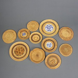 Bamboo Coasters Round Handmade Heat Insulating Mats Traditional Chinese Design Tea Ceremony Placemats - Product Image 1