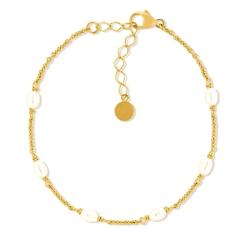 Milskye Minimalist Jewelry bracelet for women 925 sterling silver 18k gold plated bracelet with pearl