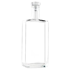 Bouteille <span class=keywords><strong>de</strong></span> vin ou <span class=keywords><strong>de</strong></span> liqueur en verre transparent carrée et plate <span class=keywords><strong>de</strong></span> 100 ml, 250 ml/500 ml/750 ml, avec bouchon en liège en bois, pour spiritueux, brandy, <span class=keywords><strong>gin</strong></span>, rhum, tequila, impression sérigraphique - Product Image 1