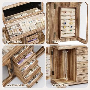 Caja Organizadora de Joyas de Madera Rústica Miratino con Espejo para Collares y Pulseras - Origen Zhejiang Modelo Wzn2026040918 - Product Image 5