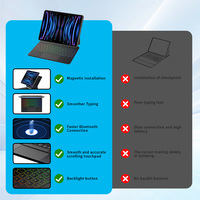 Multi-touch Trackpad, durum ekranı, 7 renkli arkadan aydınlatmalı tuşlar ile iPad Pro 11(1st/2nd/3rd/4th Gen) için manyetik