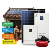 Système d'énergie solaire hybride complet 8kW 10kW avec batterie au lithium de 16kWh pour l'alimentation de secours résidentielle