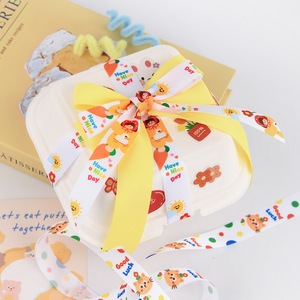 Cute Cartoon Ribbon Spool 2B33 Polyester Digital Printing Birthday Gift Decoration Bow Packaging - Product Image 4