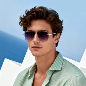 Nouvelles lunettes de soleil métalliques pour hommes, protection UV400, verres dégradés, type 3, monture noire, verres PC, style conduite - Product Image 3