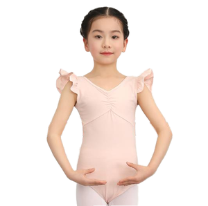 Tenue de ballet pour enfants et tout-petits, dos croisé, manches à volants, justaucorps fluide, combinaison de gymnastique, haut d'entraînement de ballerine pour l'été - Product Image 1
