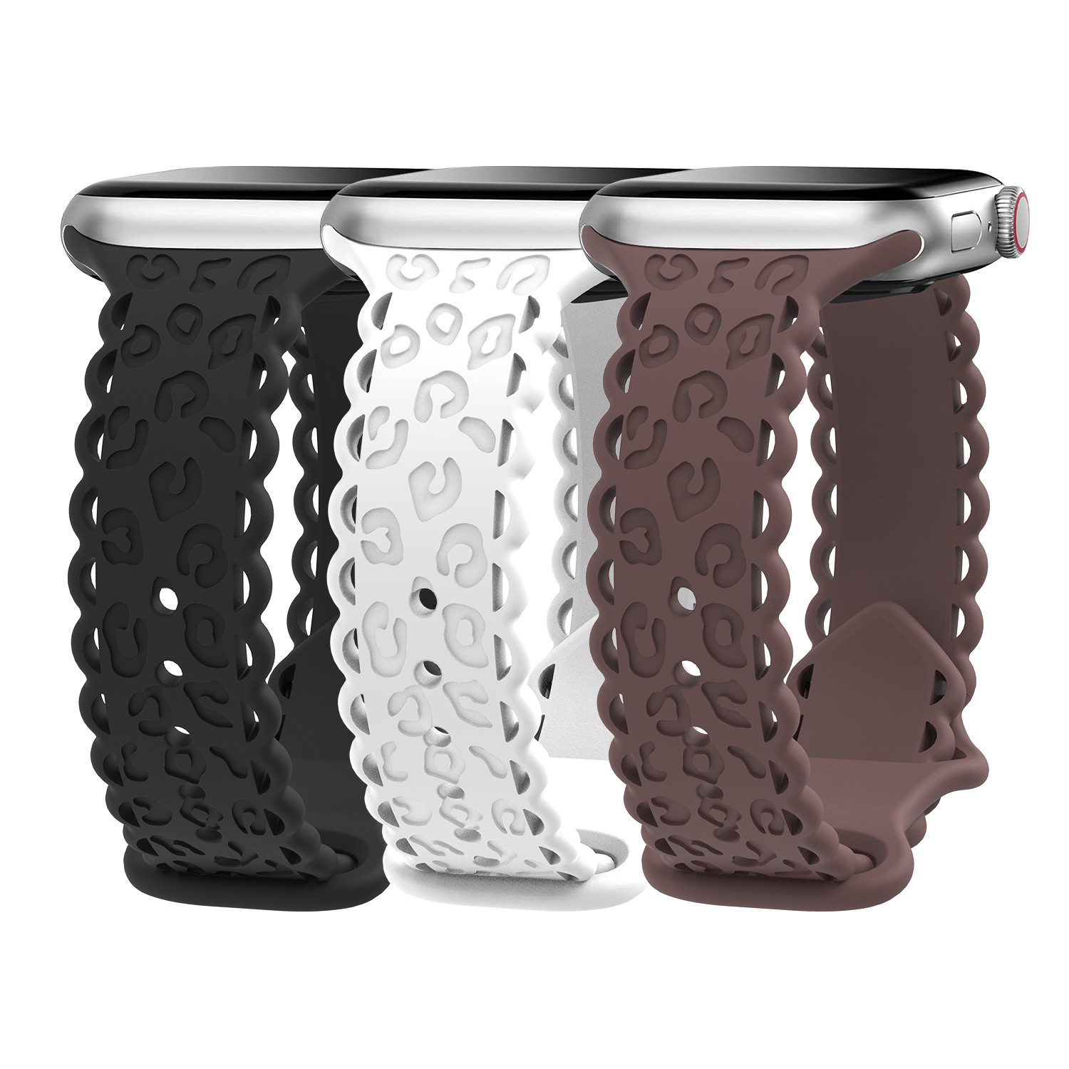 UPro Soft Watch Strap for Watch Series 9 8 7 6 Leopard Print Pattern Sport Breathable Silicone Butterfly Buckle Private