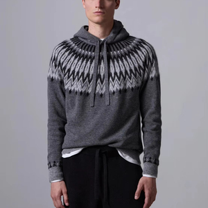 A/W 2026 Vente en gros Sweat à capuche en tricot jacquard Fair <span class=keywords><strong>Isle</strong></span> pour hommes en laine mérinos - Product Image 1