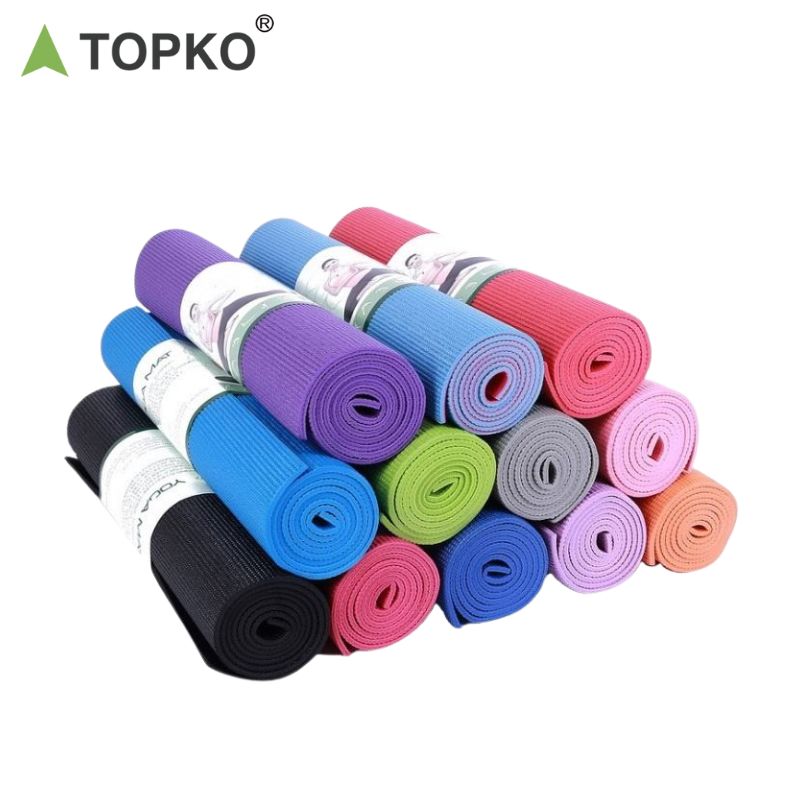 TOPKO produk trendi matras yoga anti selip kebugaran karpet yoga PVC 4mm organik ramah lingkungan dengan logo