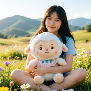 Peluche mouton mignonne de 30 cm en coton doux, poupée faite à la main pour enfants, cadeau de vacances - Product Image 2
