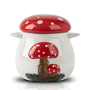 Unique housewarming gift kitchenware ceramic mushroom grease container with strainer