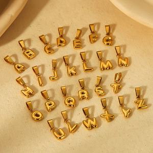 Free Style Stainless Steel 18K Gold Plated Mini Bubble Alphabet Pendant DIY Alphabet Pendant Necklace Fashion Pendants <strong>Charms</strong> - Product Image 2