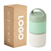 Boîte à lunch isotherme 2-en-1 personnalisable en acier inoxydable sans BPA, double compartiment, avec poignée portable, anti-fuite, pour le bureau et les voyages