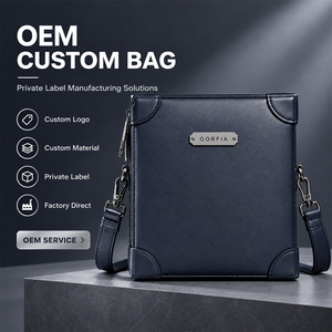 Sac bandoulière vertical pour homme en cuir PU, pochette messager d'affaires, sac de voyage fin avec plaque logo métallique OEM ODM - Product Image 1