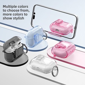 Étui de protection transparent Étui sans fil en TPU idéal pour les sports de plein air et la randonnée pour <span class=keywords><strong>AirPods</strong></span> 4 / Pro 2 / Pro <span class=keywords><strong>3</strong></span> avec crochet - Product Image 3