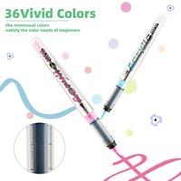 Marqueurs d'art acryliques vibrants 24/36/48 couleurs, pointe souple, encre à base d'eau à flux direct, pour peinture DIY sur roche/toile/bois/céramique