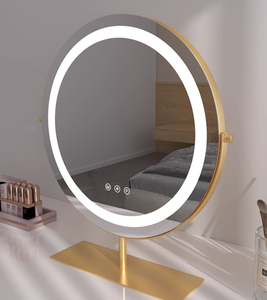 Luxury Gold <strong>Circle</strong> Desktop Vanity <strong>Mirror</strong> with LED Backlit Lighted Smart Touch Sensor Single-Sided Personalized Cosmetic <strong>Mirror</strong> - Product Image 2
