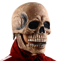 Masque intégral en latex vintage Crâne Clown avec mâchoire mobile, couverture squelette réaliste, accessoire pour Halloween, cosplay, maison hantée, fête costumée