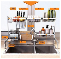 Bol de rangement en métal en acier inoxydable, ustensile de cuisine, plaque murale, support de plateau, égouttoir à vaisselle, support de séchage