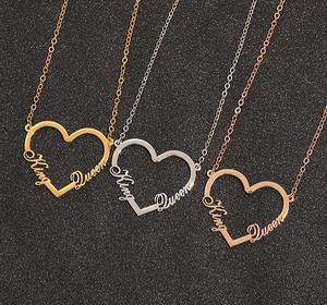 Collares de Acero Inoxidable con Nombre Chapado en Oro Personalizados, Joyería con Palabras Personalizadas, Collar de Corazón para Parejas, Regalos para Mujeres - Product Image 6