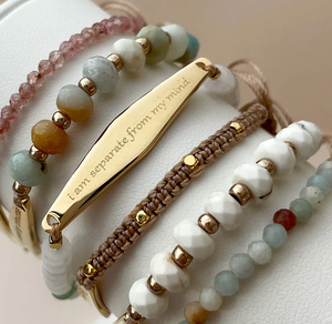 Pulsera Jietao de Acero Inoxidable con Baño de Oro 18K PVD, Barra Grabada, Cordón con Cuentas, Frase Inspiradora, Alivio de la Ansiedad, Joyería con Piedras Naturales - Product Image 2